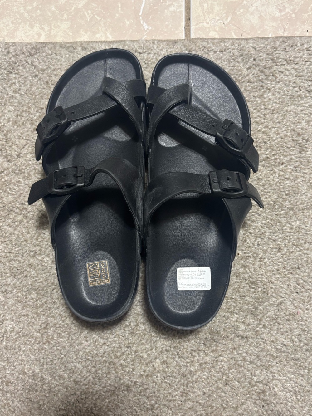 Women’s Black Two-Strap Slide Sandals